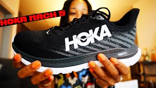 HOKA MACH 5 NEW RUNNER FIRST IMPRESSIONSROAD TEST 🏃🏾‍♀️💨 [upl. by Nimesay]