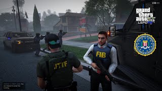 NO COMMENTARY GTA V LSPDFR  FBI Joint Terrorism Force Barricaded suspect shootout [upl. by Delcina799]