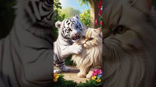 Wild Meets Whiskers Baby Tiger Plays with Persian Catquot catloversbabytiger [upl. by Soalokcin]