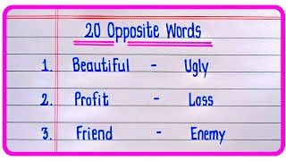 20 0pposite Word in English  Opposite Words  English 0pposite words  Antonyms words [upl. by Katleen538]