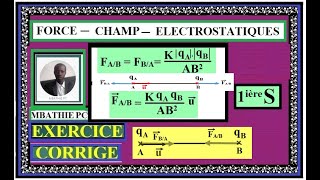 CORRECTION EXERCICE 1 FORCE  CHAMP ELECTROSTATIQUES LESSENTIEL  OUTILS MATHEMATIQUES 1ière S [upl. by Yecal]