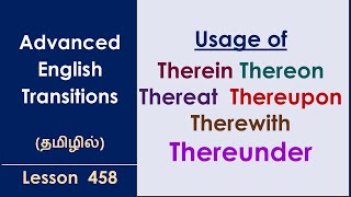 Advanced English Transitions THEREIN THEREON THEREAT THEREUPON THEREWITH THEREUNDER  In Tamil [upl. by Ahtael]