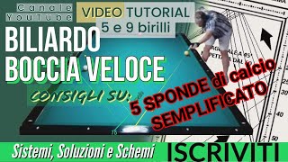 BILIARDO v40 GIRONE O 5 SPONDE DI CALCIO SEMPLIFICATO LETTURA A VENTAGLIO [upl. by Waal]