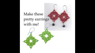 Tatting  Easy Diamond Earrings [upl. by Arreic76]