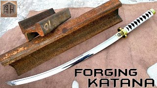 Rusted Railway Track Forged into a Beautiful KATANA [upl. by Eliathas]