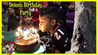 DEIONS AMAZING 8TH BIRTHDAY PARTY  ROCK CLIMBING  FOOTBALL and SOCCER  DampD FAMILY VLOGS [upl. by Letreece]