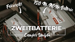 VW T5 Camper Umbau  120Ah AGM Zweitbatterie einbauen unter dem Fahrersitz [upl. by Ycinuq]