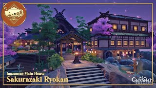 Inazuman Main House ♨️ Sakurazaki Ryokan【 Part 1 Exterior】  Serenitea Pot  Genshin Impact  原神 [upl. by Jorey]