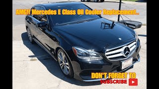 Mercedes 014 EClass AMG Oil Cooler Replacement Oil amp water Mixed [upl. by Elyrehc433]