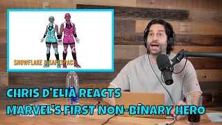 Chris DElia Reacts to Marvels New NonBinary Superhero [upl. by Eeldivad]