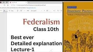 Federalism Class 10th Political science Lecture1 Social science NCERT [upl. by Attenov]