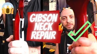 How to Repair a Broken Gibson Guitar Neck Les Paul [upl. by Eada721]