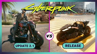 Cyberpunk 2077 21 Update vs Release  Gameplay Physics and Details Comparison [upl. by Gladdy]