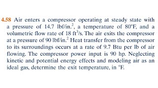 458 Air enters a compressor operating at steady state with a pressure of 147 lbfin2 a temperature [upl. by Swanhildas]