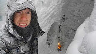 Survival Camping in 12 ft 4 m of Snow During a Blizzard [upl. by Merritt]