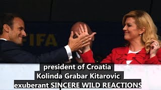 MRS Kolinda President of Croatia  lovely spontaneous wild reactions AT WORLD CUP [upl. by Oivalf884]