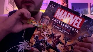 ASMR Gum Chewing  Reading The Marvel Encyclopedia  Chewing Sounds  Blowing Bubbles [upl. by Werra]