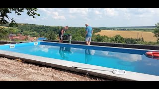 Betonpool selbst gebaut mit Schalungssteinen ohne Folie dafür mit Schwimmbadfarbe und Dichtschlämme [upl. by Schaab945]