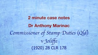 Commissioner of Stamp Duties Qld v Joliffe Certainty of intention to create a trust [upl. by Cai]