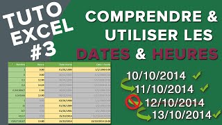 Excel 3  Comprendre et utiliser les dates et les heures [upl. by Minnaminnie42]