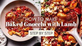 Baked Gnocchi with Lamb amp Feta Cheese Easy OneSkillet Recipe [upl. by Uzial]