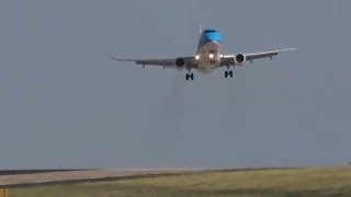 Gale force winds bumpy landings and goarounds at Leeds Bradford airport [upl. by Aisinoid]