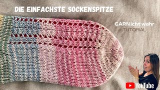 Tutorial Die einfachste Sockenspitze  Sockenstricken für Anfänger [upl. by Dust]