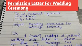 Permission Letter For Wedding Ceremony  Write a Letter To SDM In English Permission Letter [upl. by Simonette599]