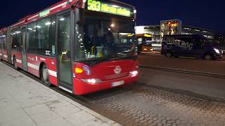 Sweden Stockholm ride with bus 583 from Arlanda Airport Terminal 5 to Märsta Train Station [upl. by Sicular878]