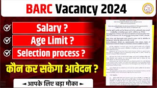 BARC Recruitment 2024  BARC EXAM 2024  Latest Job Vacancy 2024  Cmc indore [upl. by Neehs]