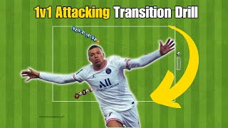 1v1 Attacking Transition Soccer Football Drill ⚽️  U10  U12 [upl. by Nimref581]