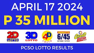 Lotto Result Today 9pm April 17 2024 PCSO [upl. by Ahsiruam314]