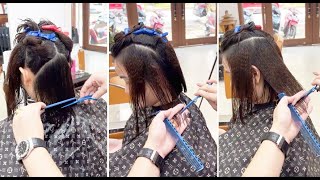 Easy LAYERED BOB Haircut Tutorial Women With Best Hair Cutting Techniques [upl. by Erund783]