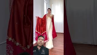 Saree ke sath dupatta kaise pahne saree lehenga fashion wedding traditional [upl. by Yhotmit287]