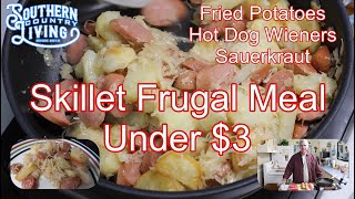 Fried Potatoes Hot Dog Wieners and Sauerkraut  Skillet Frugal Meal  Less Than 3 [upl. by Aimekahs]