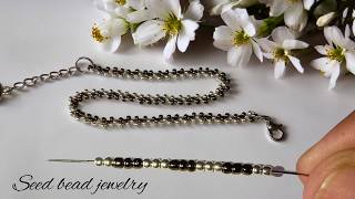 Super Easy Seed Bead Necklace Tutorial for beginners  Seed Bead jewelry [upl. by Errick]