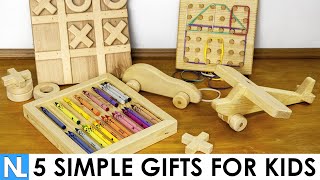 🎁 5 Simple Gifts Made from Wood for Kids  DIY woodworking [upl. by Laon]