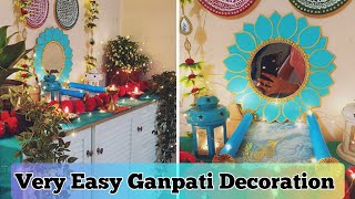 Ganesh chaturthi decoration at home Ganpati makar decoration festive Decoration [upl. by Kerianne865]