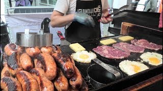 Beef and Sausages from Argentina Huge Sandwiches London Street Food [upl. by Ahseenat]