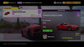 2017 Aston Martin Vanquish Zagato Coupe Forza Horizon 5 Auction House Sniping [upl. by Dnamra973]