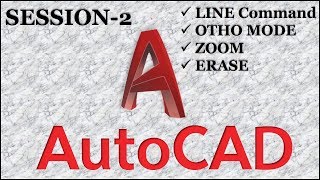 HindiAutoCAD SESSION2  LINE COMMAND ORTHO MODE ZOOM ERASE [upl. by Llennej429]