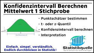 Konfidenzintervall Mittelwert unbekannte Varianz  einfach erklärt [upl. by Secilu628]