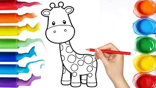 How To Draw Giraffe Step By Step  Giraffe Drawing Easy for Kids [upl. by Mickey250]