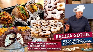 Rączka gotuje faszerowane ziemniaki rolada z piernikową nutą oczka migdałowe [upl. by Grania]