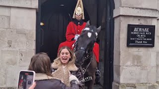 Her reaction to the horse nipping her shoulder 😆 🤣 😂 thekingsguard [upl. by Hinkel]