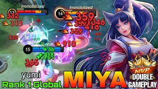 Powerful Marksman Miya Double MVP Gameplay  Top 1 Global Miya by yumi  Mobile Legends [upl. by Steffi]