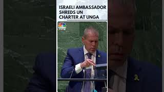 WATCH  Israeli Ambassador Gilad Erdan Shreds UN Charter At UN General Assembly  Palestine  N18G [upl. by Inva852]