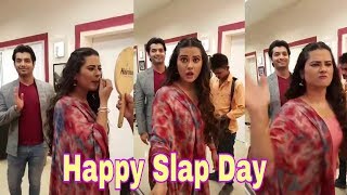 Kratika SengarSharad Malhotra And Amit Celebrate Slap Day On Kasam Tere Pyar Ki Set lSuhana Media P [upl. by Guenna317]