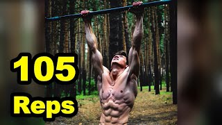 105 Pull Ups  WORLD RECORD  No Hanging Rest amp All in One Set [upl. by Whang568]