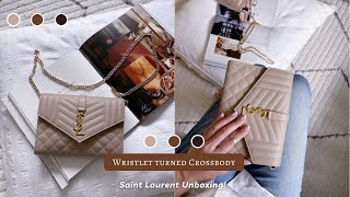 Saint Laurent Unboxing  Envelope Clutch Turned Crossbody [upl. by Ahsikahs]